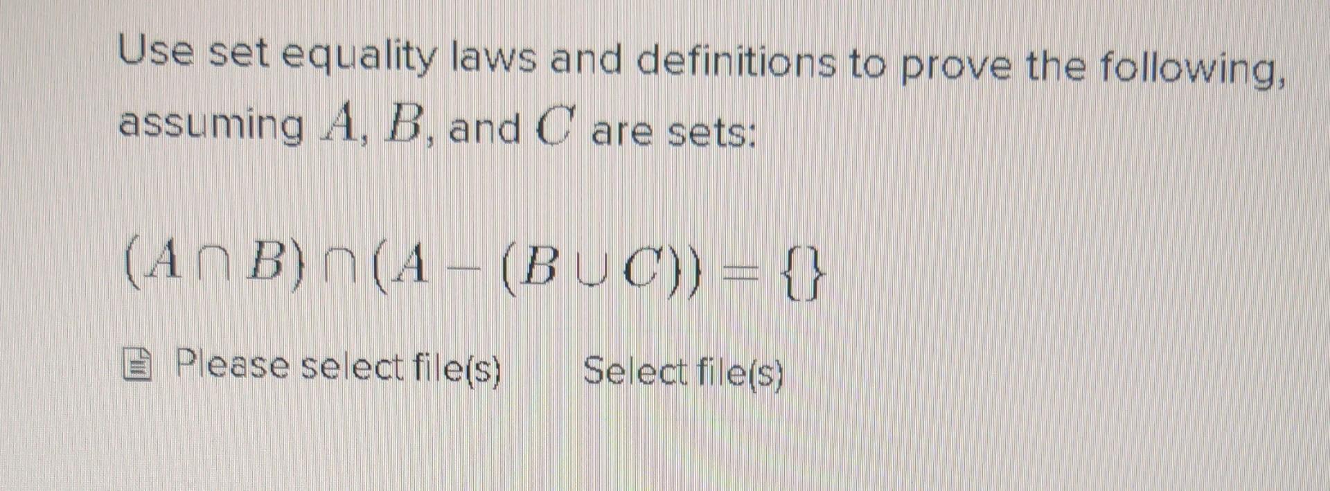 Solved Use Set Equality Laws And Definitions To Prove The | Chegg.com