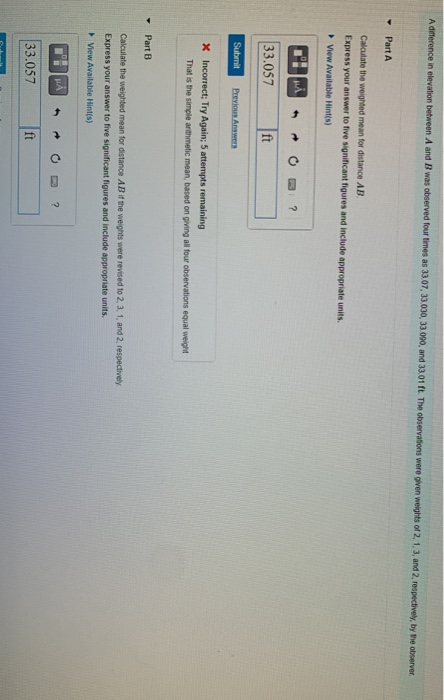 Solved A difference in elevation between A and B was | Chegg.com