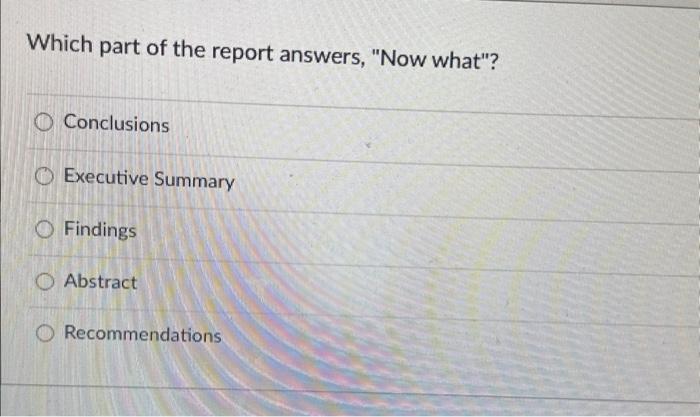 Solved Which part of the report answers, 