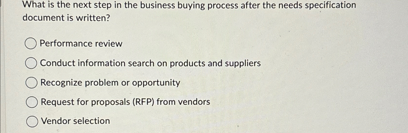Solved What is the next step in the business buying process | Chegg.com