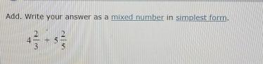 Add Write Your Answer As A Mixed Number In Simplest Chegg Add Write Your Answer As A Mixed Number In Simplest Chegg
