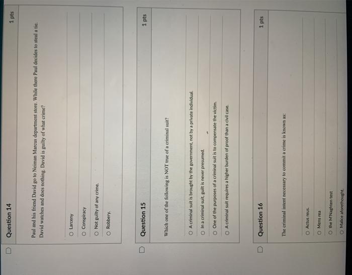 D Question 14 1 Pts Paul And His Friend David Go To Chegg Com