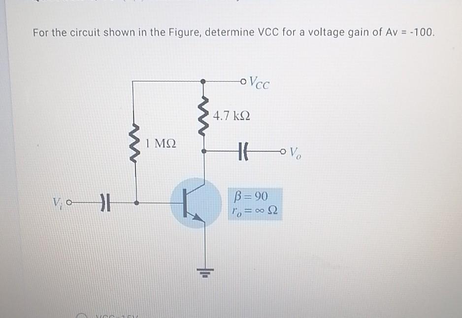 Solved For the circuit shown in the Figure, determine VCC | Chegg.com