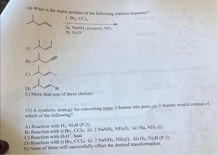 Solved 14 What is the major product of the following Chegg