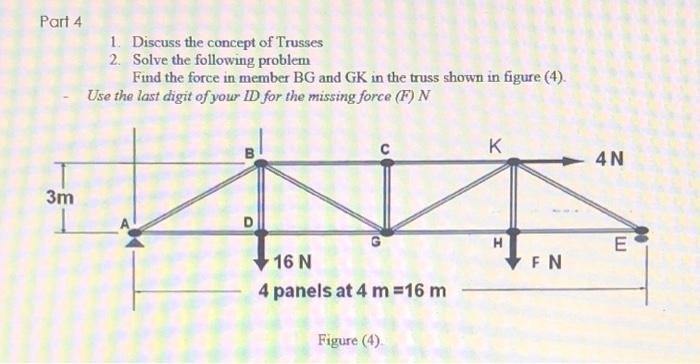Solved Part 4 1. Discuss the concept of Trusses 2. Solve the | Chegg.com