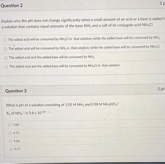 Solved Зр Question 2 a Explain why the pH does not change | Chegg.com