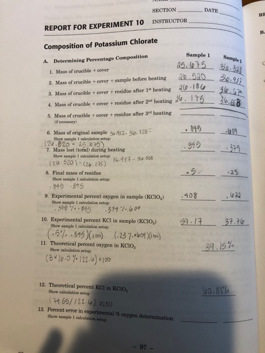 Date Section Report For Experiment 10 Instructor Chegg 