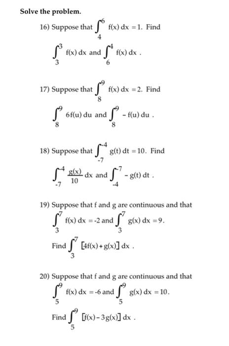 Solved Solve The Problem 16 Suppose That Sº X Dx 1 Chegg Com