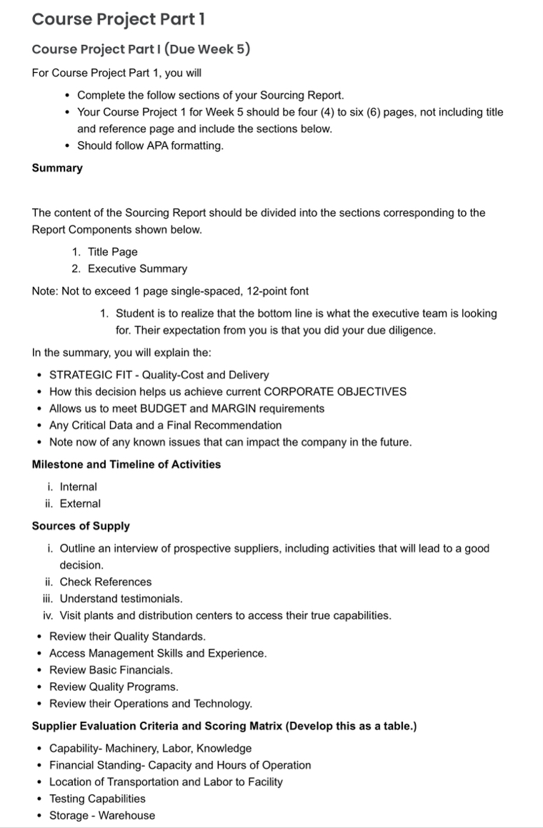 Solved Course Project Part 1Course Project Part I (Due Week | Chegg.com