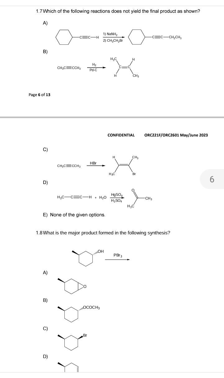 Solved 1.7Which of the following reactions does not yield | Chegg.com