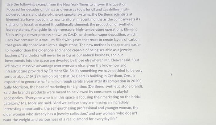 Solved Use the following excerpt from the New York Times to | Chegg.com