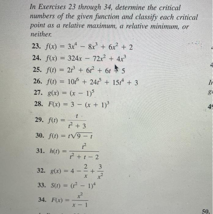 Solved In Exercises 23 through 34, determine the critical | Chegg.com