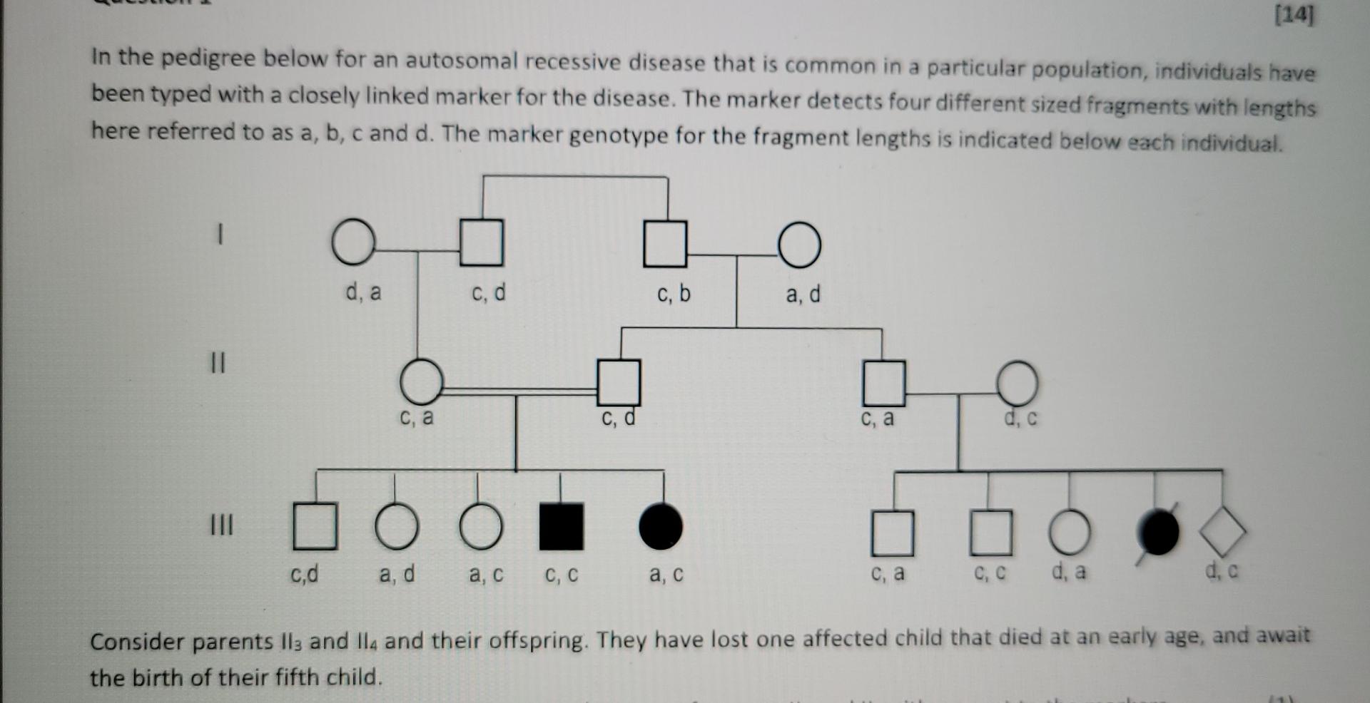 Solved In the pedigree below for an autosomal recessive | Chegg.com