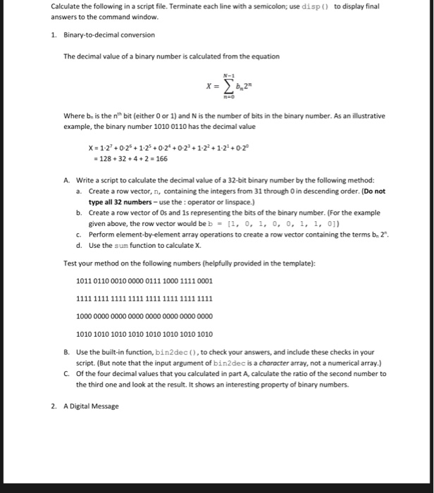 Solved Calculate The Following In A Script File. Terminate | Chegg.com