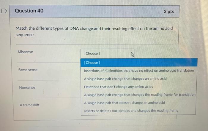 Solved D Question 40 2 pts Match the different types of DNA | Chegg.com