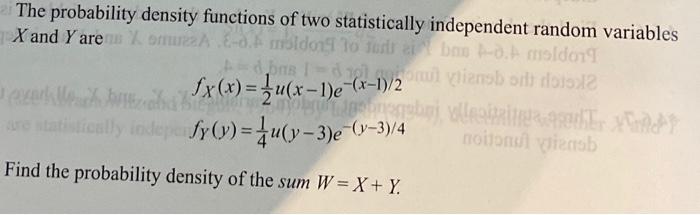 Solved The probability density functions of two | Chegg.com