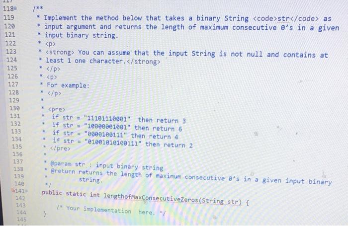 Solved x * Implement the method below that takes a String | Chegg.com