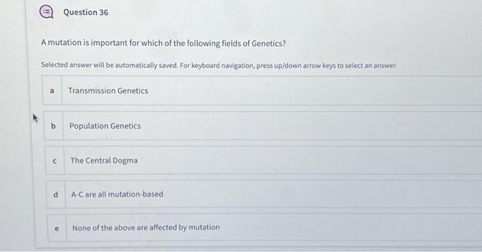 Solved A mutation is important for which of the following | Chegg.com