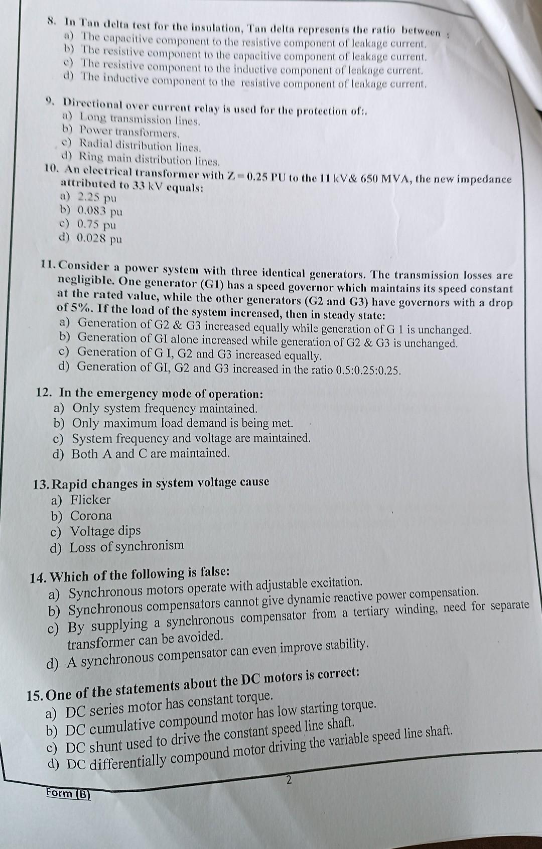 Solved 8. In Tan delta test for the insulation, Tan delta | Chegg.com