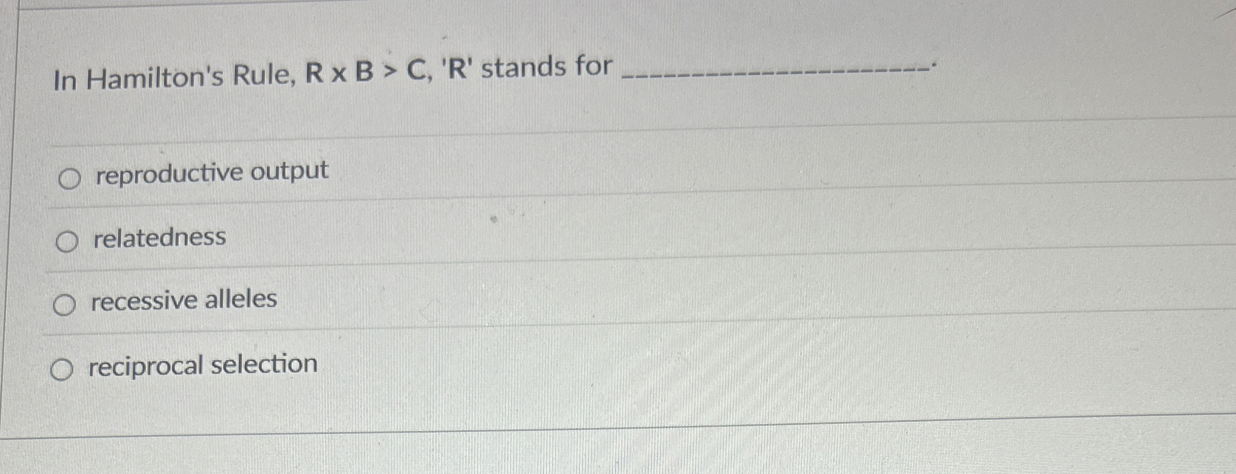 Solved In Hamilton's Rule, R x B > ﻿C, 'R' ﻿stands for | Chegg.com