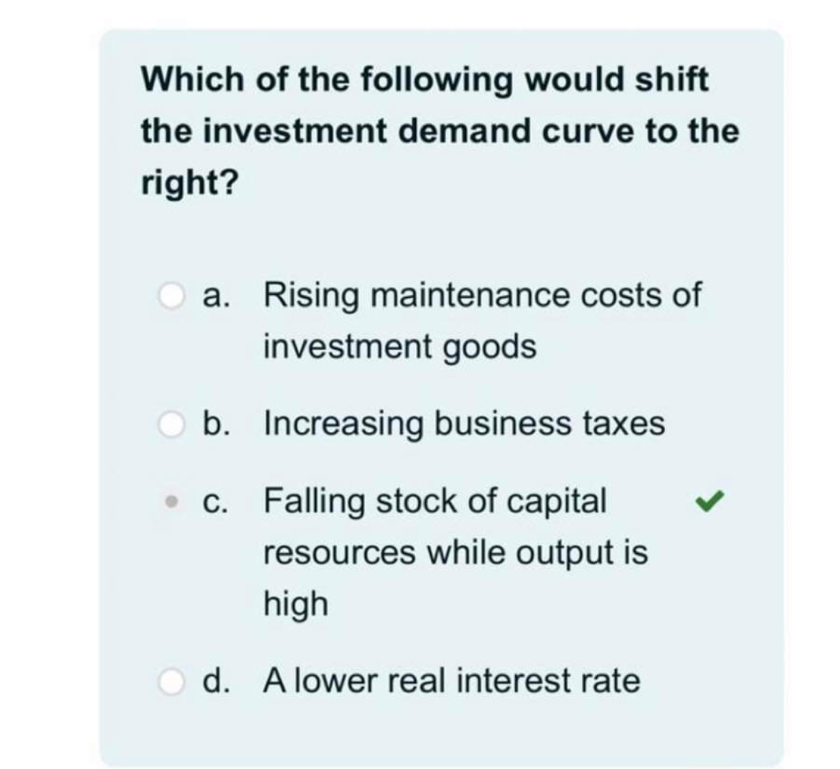 Solved Which of the following would shift the investment | Chegg.com
