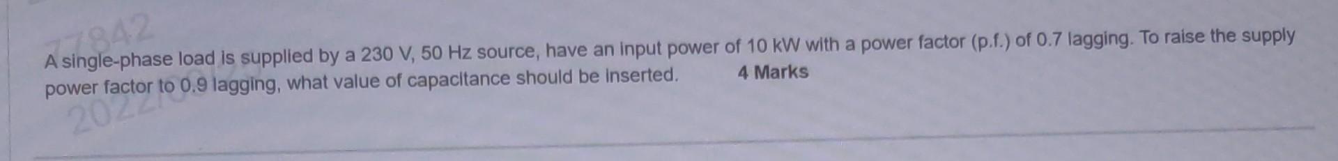 Solved A single-phase load is supplied by a 230 V,50 Hz | Chegg.com