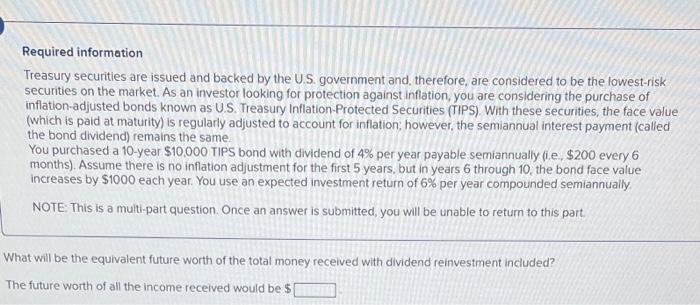 Solved Required Information Treasury Securities Are Issued | Chegg.com