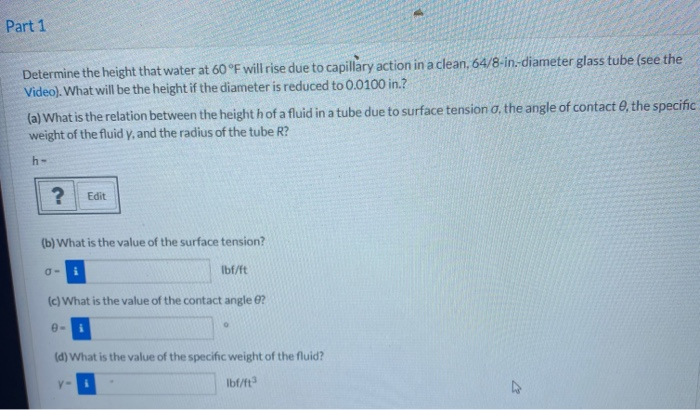 Solved Part 1 Determine the height that water at 60 °F will | Chegg.com