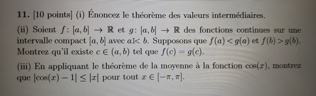 Solved 11 10 Points I Enoncez Le Theoreme Des Valeur Chegg Com