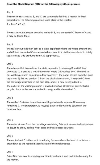 Solved Draw The Block Diagram (BD) For The Following | Chegg.com