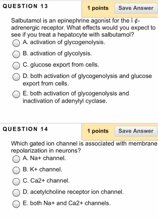 Solved Question 13 1 Points Save Answer Salbutamol Is An Chegg Com