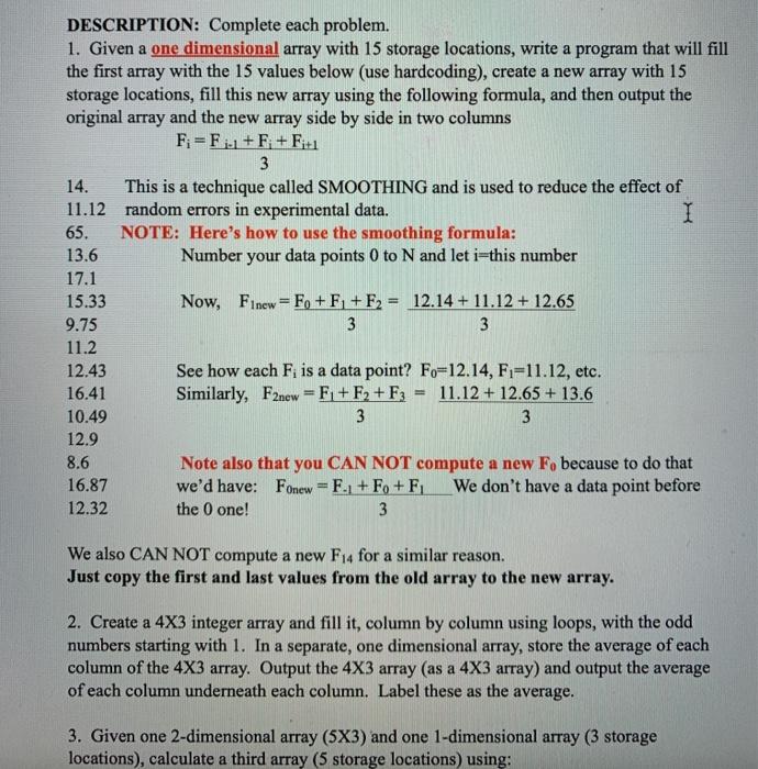 Solved DESCRIPTION: Complete each problem. 1. Given a one | Chegg.com