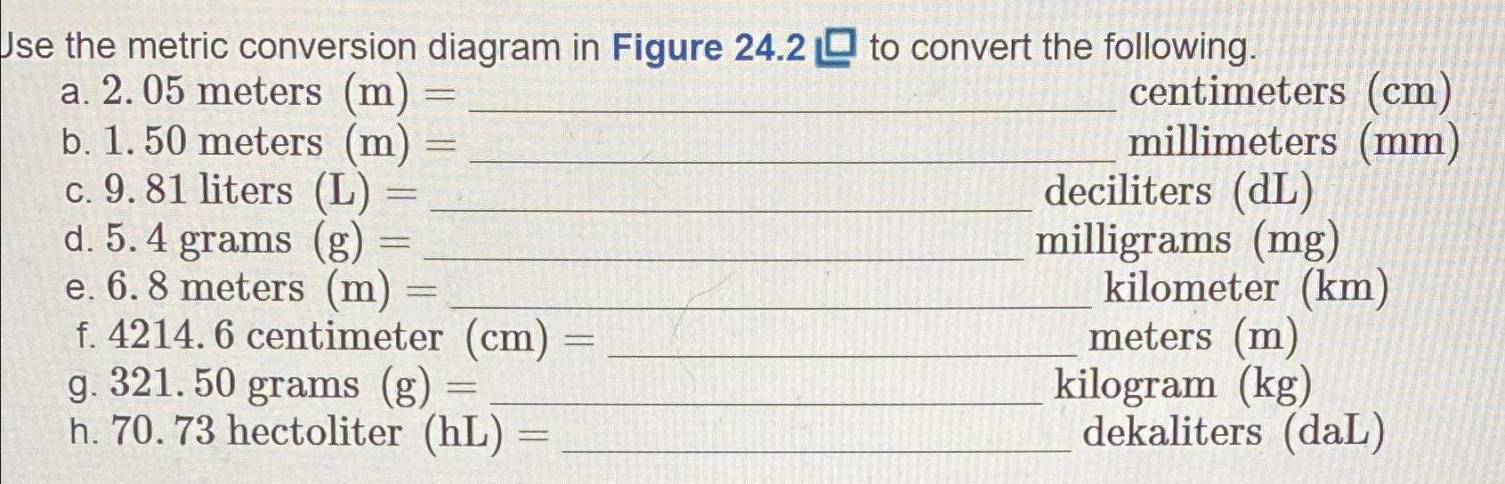 Solved Jse the metric conversion diagram in Figure 24.2 ﻿to | Chegg.com