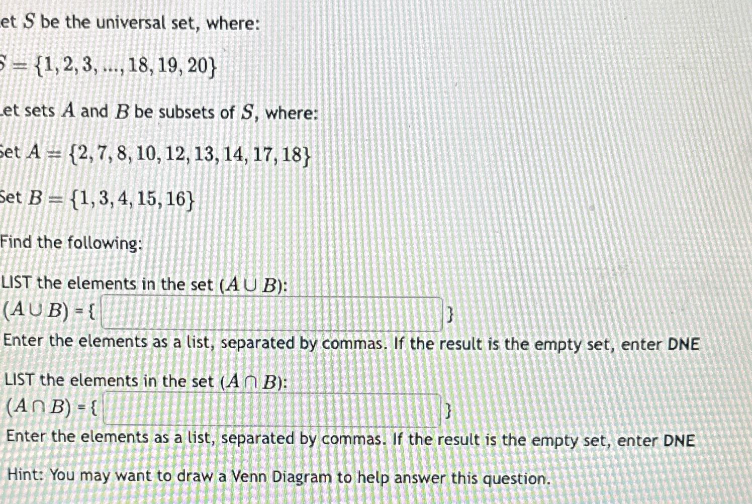 Solved Et S ﻿be The Universal Set, | Chegg.com