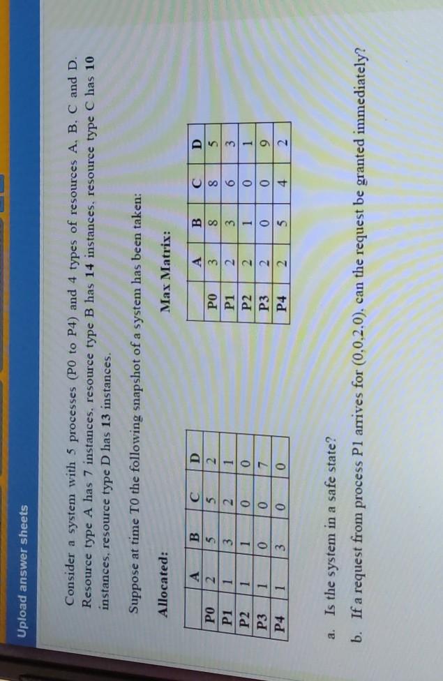 Solved Upload Answer Sheets Consider A System With 5 | Chegg.com