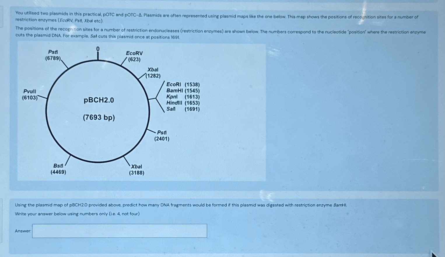 Solved You utilised two plasmids in this practical, pOTC and | Chegg.com