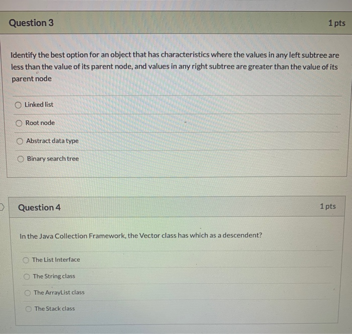 Solved Question 1 1 Pts Identify The Best Answer For An | Chegg.com