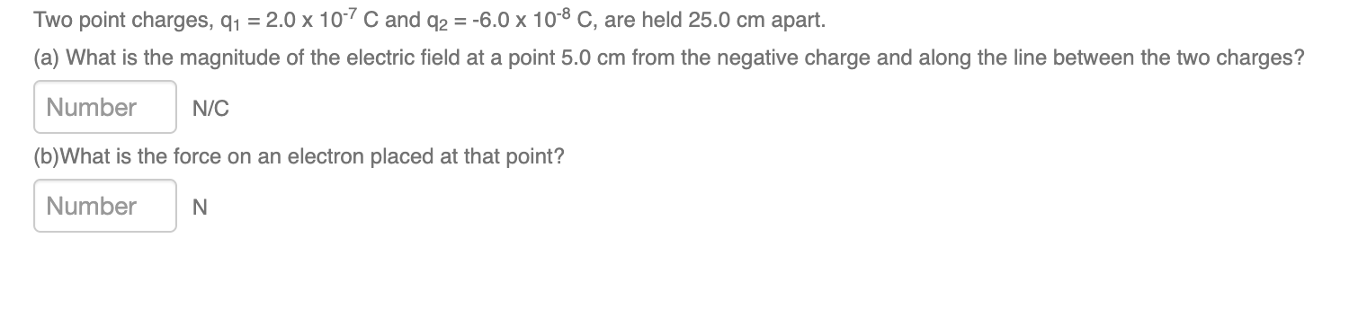 Solved Two point charges, q1=2.0×10-7C ﻿and q2=-6.0×10-8C, | Chegg.com