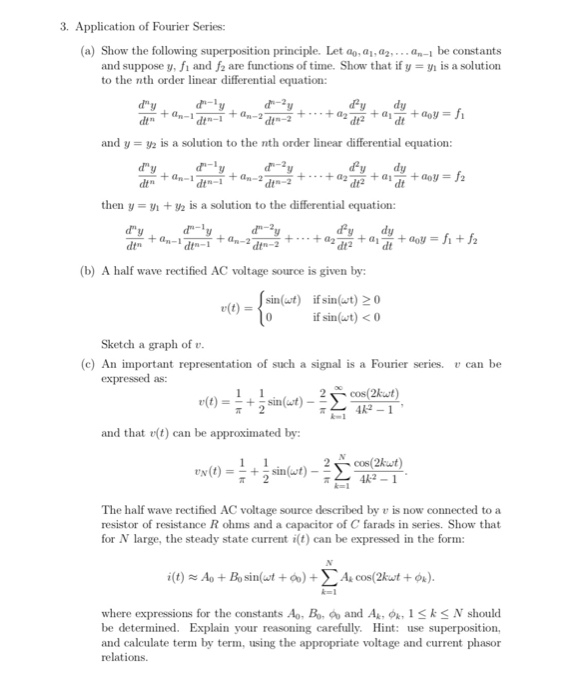 Solved 3. Application of Fourier Series: (a) Show the | Chegg.com