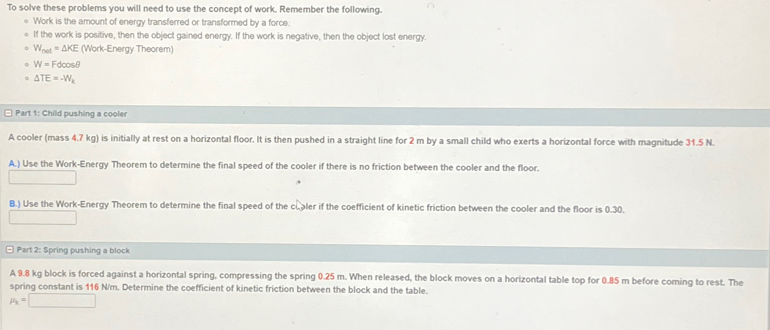 Solved To solve these problems you will need to use the | Chegg.com