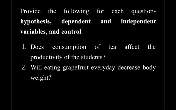 hypothesis variables dependent variable