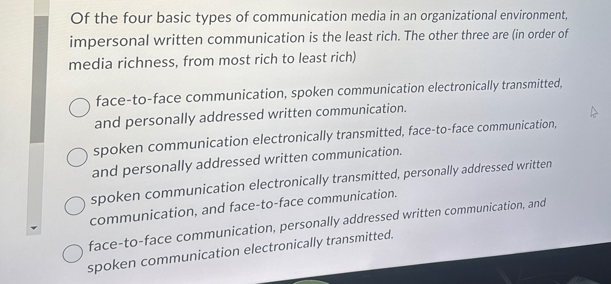 Solved Of the four basic types of communication media in an