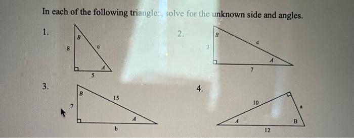 Solved In each of the following triangles, solve for the | Chegg.com