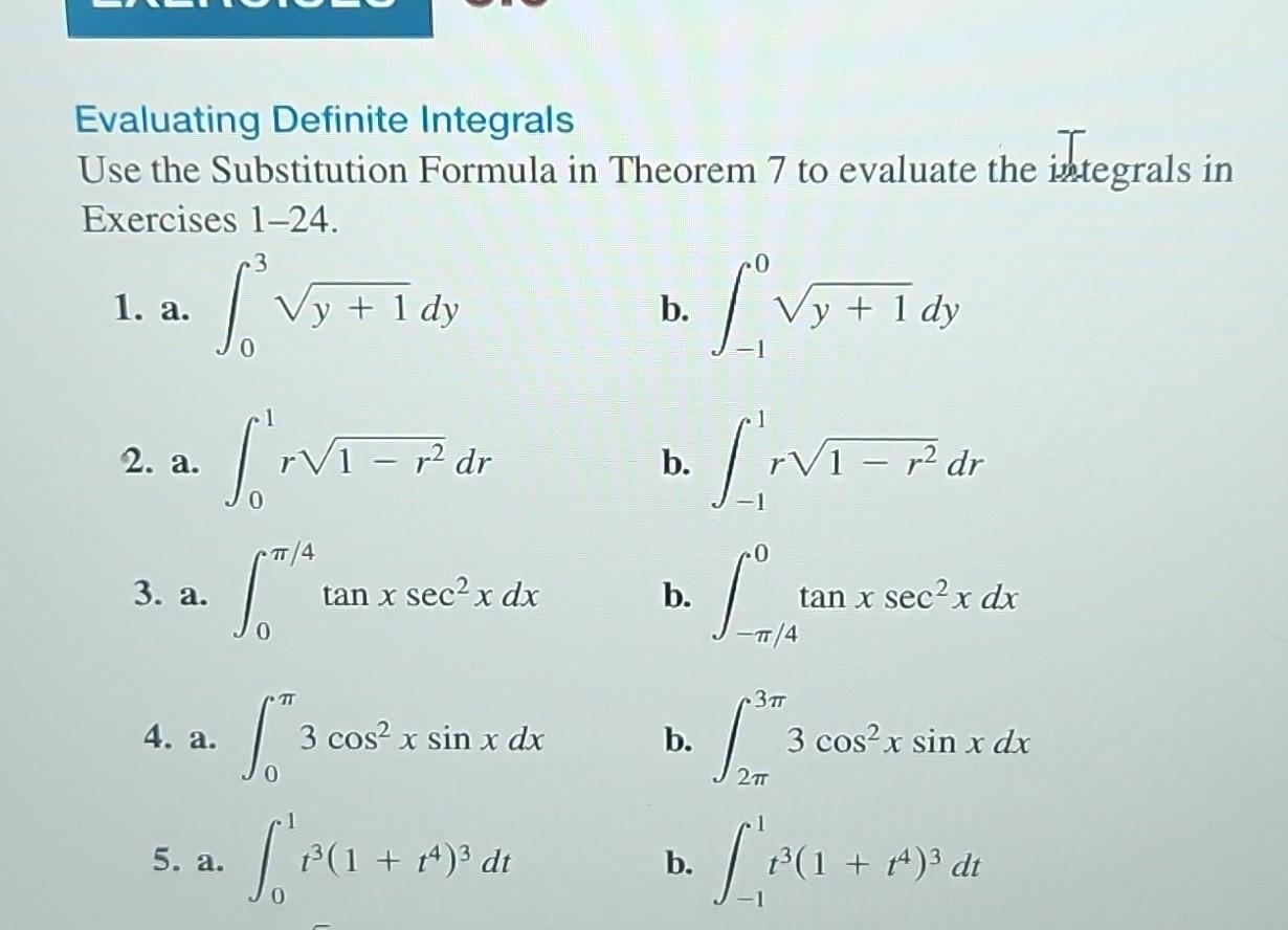 Solved Evaluating Definite Integrals Use the Substitution | Chegg.com