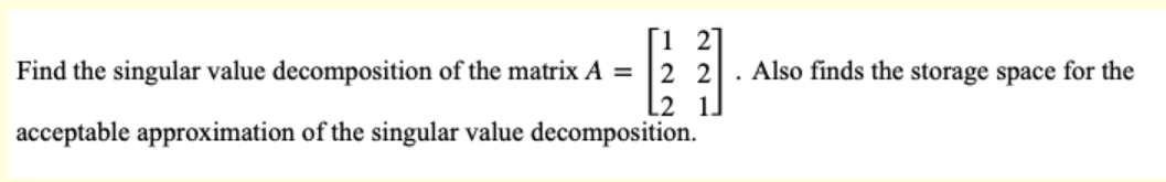 Solved Find the singular value decomposition of the matrix A | Chegg.com