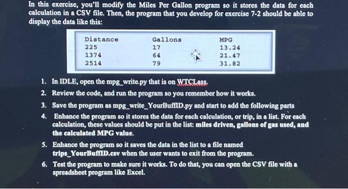 Solved In this exercise, you'll modify the Miles Per Gallon | Chegg.com