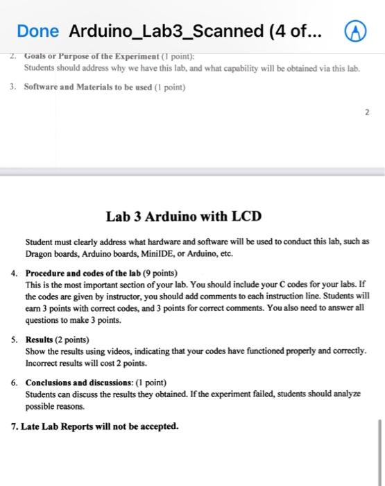 Done Arduino_Lab3_Scanned (4 of... 2. Goals or | Chegg.com