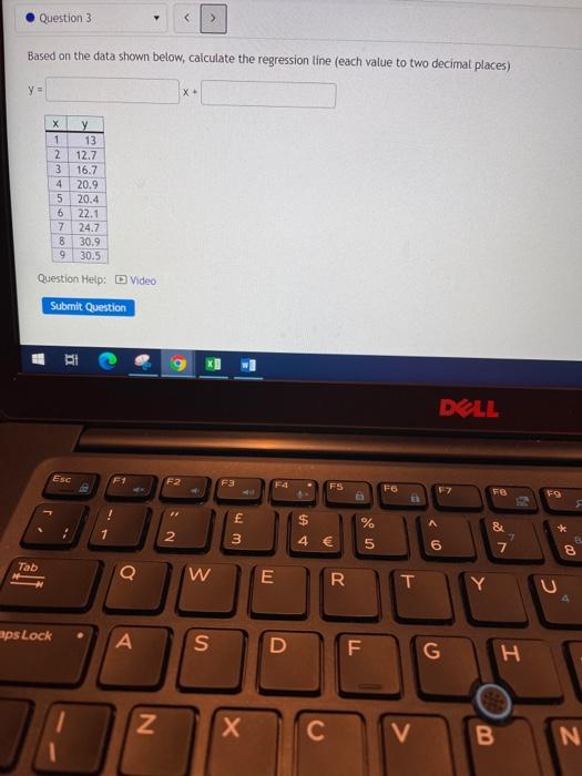 Solved Question 3 Based on the data shown below, calculate | Chegg.com
