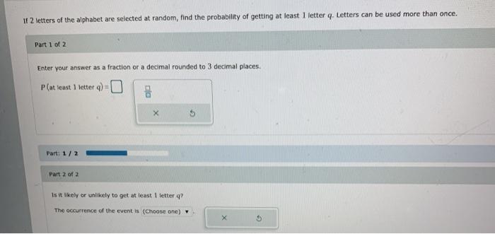 Solved If 2 Letters Of The Alphabet Are Selected At Random Chegg Com