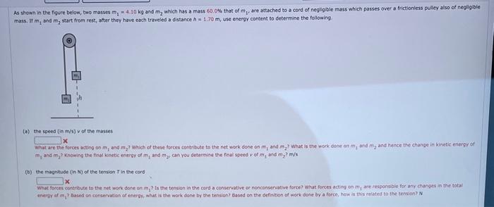 Solved As Shown In The Figure Below, Two Masses M1=4.10 Kg | Chegg.com